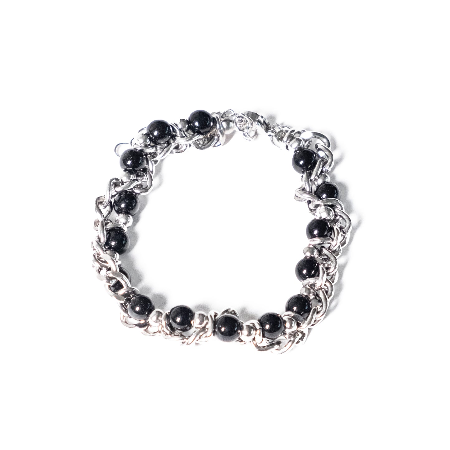 SACA Black Stone Chain Bracelet