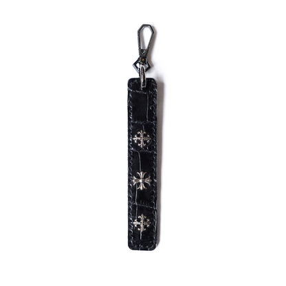 Black Crocodile Leather Keychain Hook