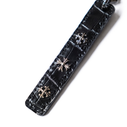 Black Crocodile Leather Keychain Hook