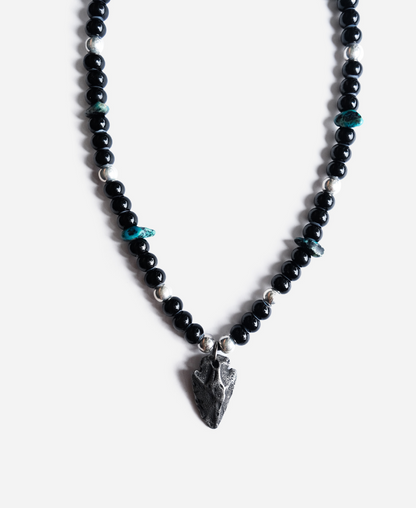 Glass Beads Necklace with Arrow Head Pendant