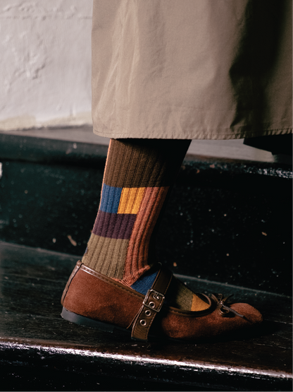 GPS MOSCA Abstract Color Block Crew Socks