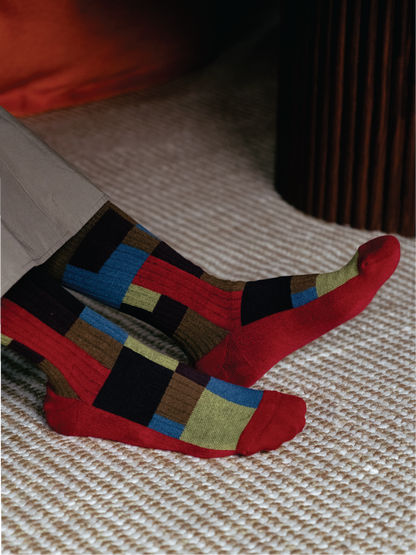 GPS MOSCA Abstract Color Block Crew Socks