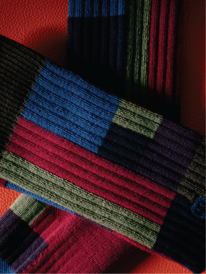 GPS MOSCA Abstract Color Block Crew Socks