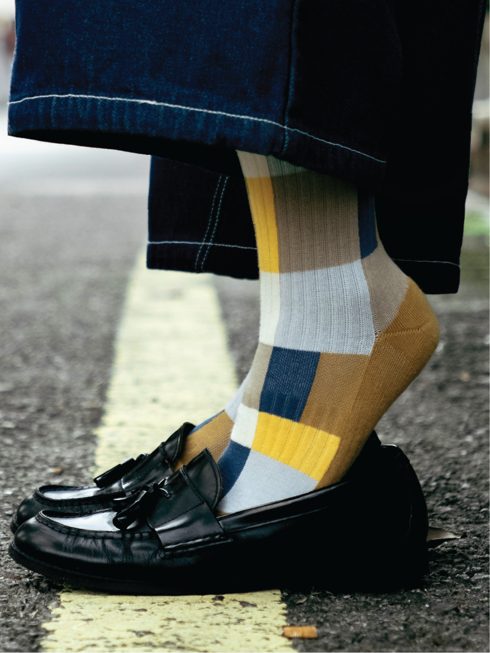GPS MOSCA Abstract Color Block Crew Socks