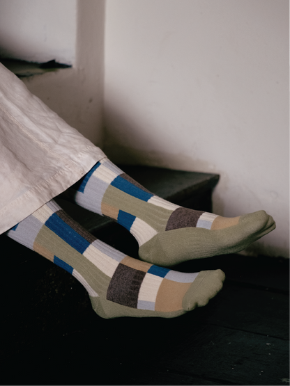 GPS MOSCA Abstract Color Block Crew Socks