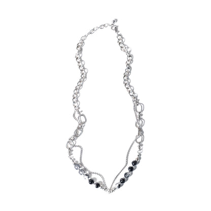 SACA Black Stone Chain Necklace