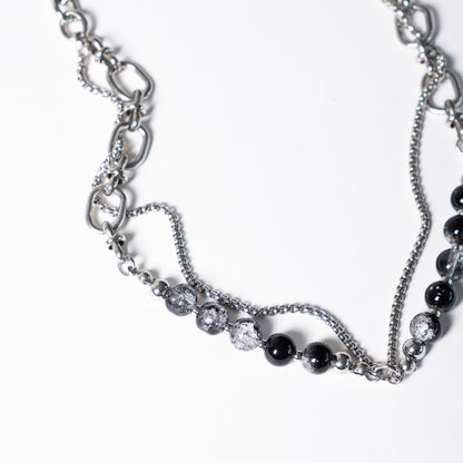 SACA Black Stone Chain Necklace