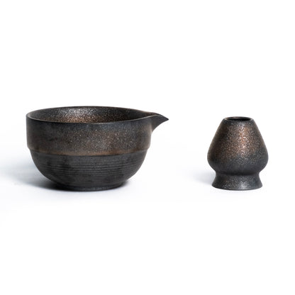 Kami Taka Matcha Ceramic Bowl & Tea Whisk Stand