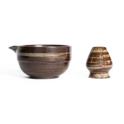 Kami Taka Matcha Ceramic Bowl & Tea Whisk Stand
